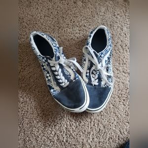 Blue vans with writing